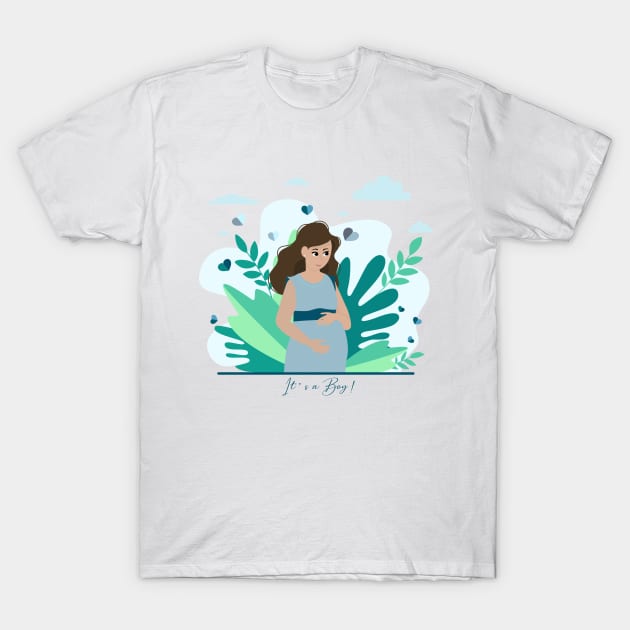 it's a boy! Pregnancy announcement illustration T-Shirt by Arch4Design